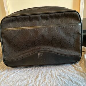 Authentic Black Gucci Monogram GG Canvas Toiletry Bag / Pouch - Good Condition